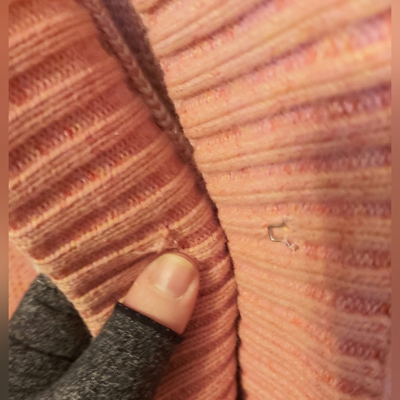 Vintage 70's Coral heavy knit cardigan Fair Isle print pointed hood thick warm - Picture 7 of 8